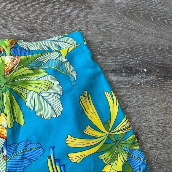 Vintage 80’s Tropical High Waist Cotton Shorts Paula Saker Pleated Pockets SZ 10 - Picture 7 of 15